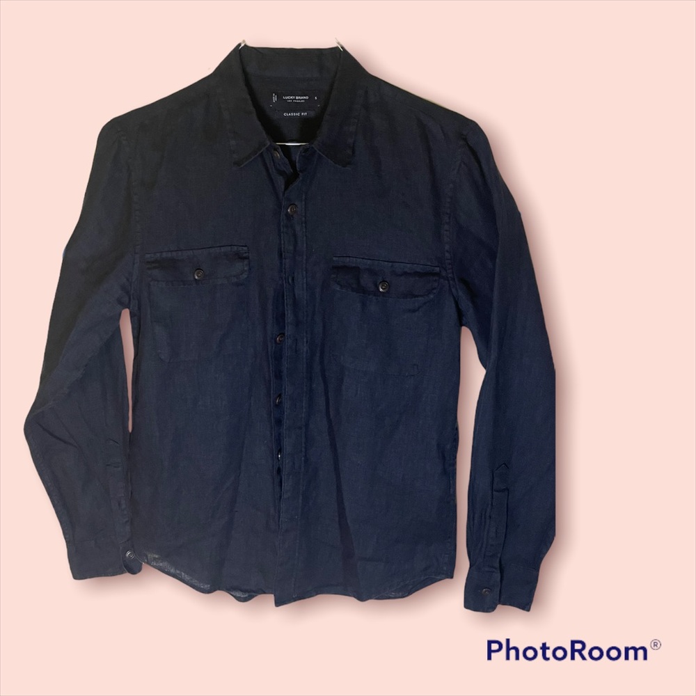 Black linen Lucky brand black button up